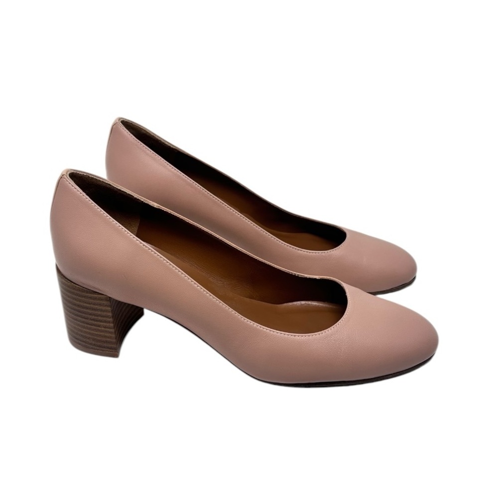 Margaux the heel in rose Napa leather pumps size 39.5 W